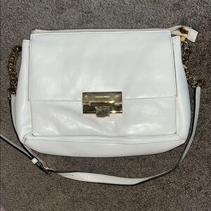 Michael Kors White and Gold Crossbody Bag